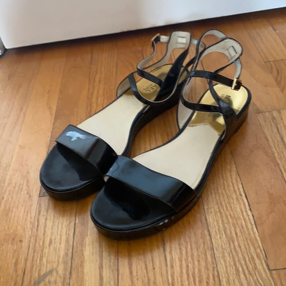 Michael Kors black shiny sandals